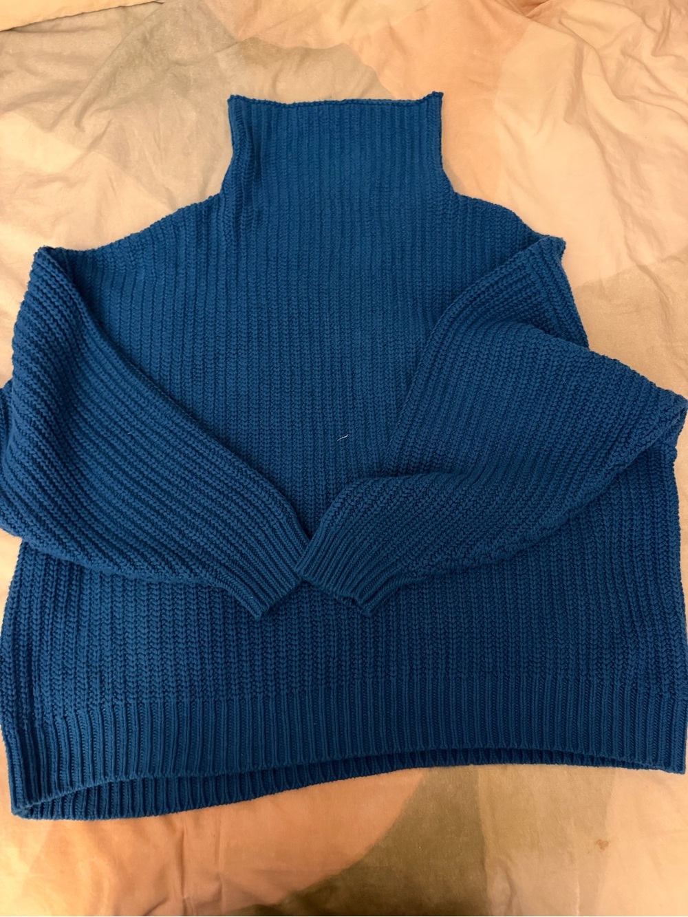 Free People | Cobalt Blue Ribbed Turtleneck Sweater